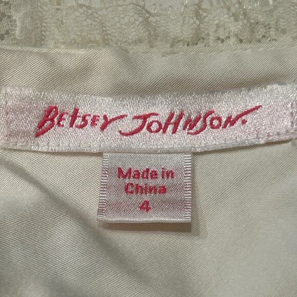 Vintage Y2K Betsey Johnson Babydoll Dress Sz 4 Floral Embroidered Pin Up Lace - Picture 11 of 13